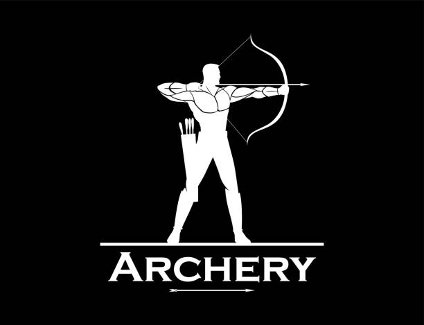 Archery. White archer silhouette. - ilustração de arte vetorial