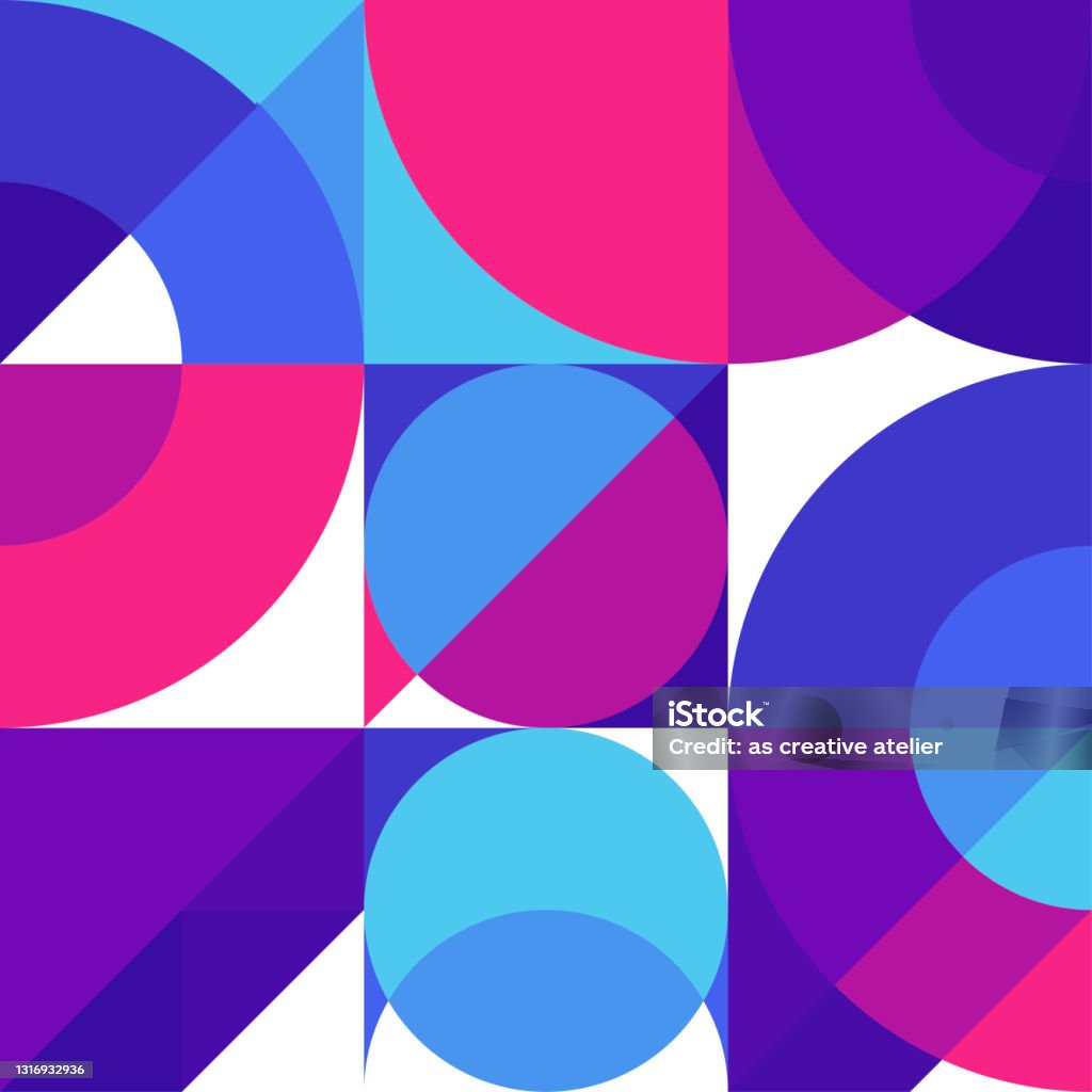 Ilustración de Fondo De Pantalla Geométrico Mural Colores Rosa Y Azul  Formas Circulares Triangulares Y Cuadradas y más Vectores Libres de  Derechos de Fondos - iStock
