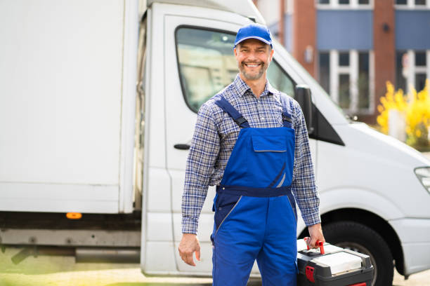 istock Happy Technician Service In Overall Near Van 1316933092