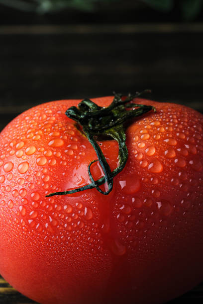 istock Fresh tomato isolated on wooden table 1316937291