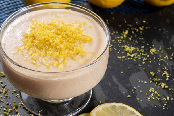 istock Lemon mousse in crystal bowl with lemon zest 1316937963
