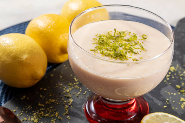 istock Lemon mousse in crystal bowl with lemon zest 1316939040