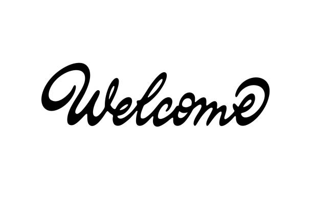 Welcome vector lettering Welcome vector inscription. Unique authentic handwritten lettering welcome calligraphy stock illustrations