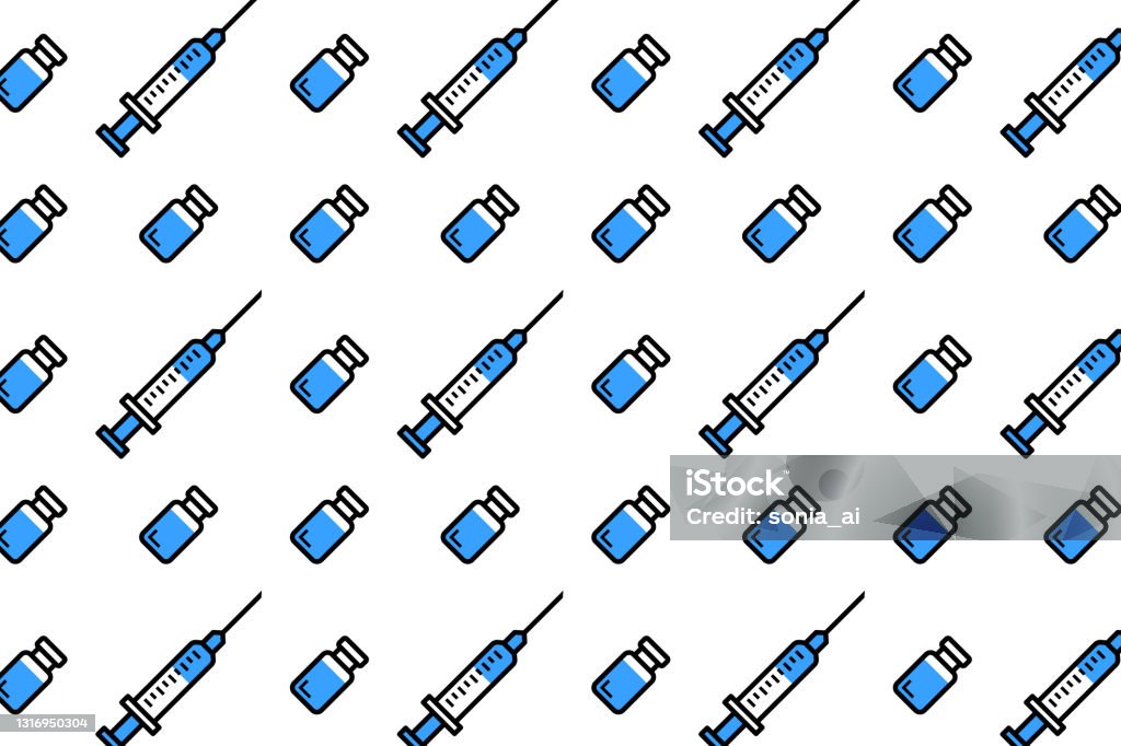 Vial Pattern Syringe With Needle And Vial Seamless Pattern Stock Illustration ...
