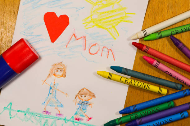 istock Child's Gift Card Crayon Drawing To Mom 1316951061
