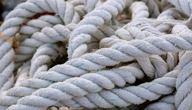 istock Old Boat Rope Textured close up. Selective focus 1316952860