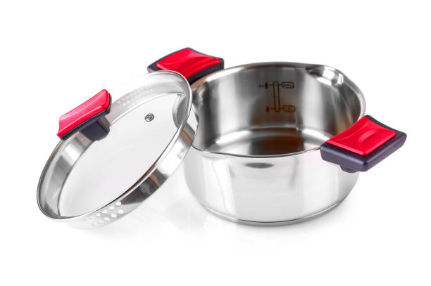 istock Open stainless steel cooking pot isolated on white with clipping path 1316952885