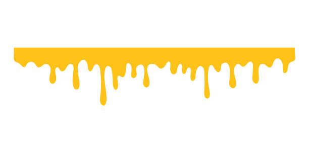 蜂蜜が滴り落ちている。厚い黄色の液体が地面に滴り落ちる。 - キャラメル点のイラスト素材／クリップアート素材  ／マンガ素材／アイコン素材