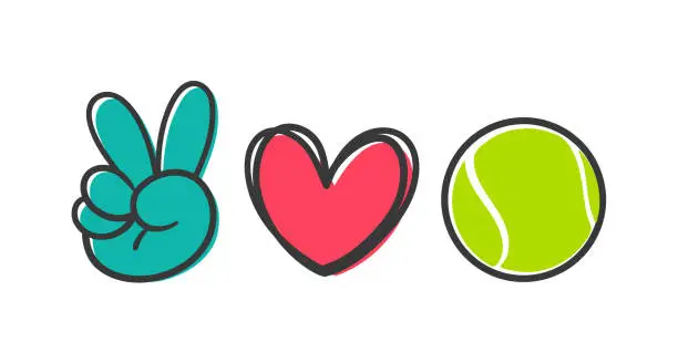 Vector illustration of peace love sport. Sports ball design for the lovers of sports for health.