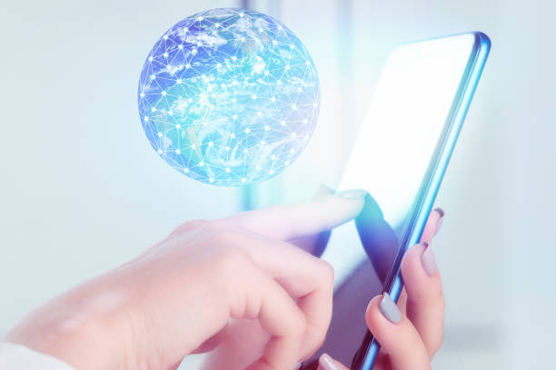 istock Online communications and networks for business, digital world technologies, online mobile Internet in phones for trade concept, Element of the image provided by NASA 1316961162