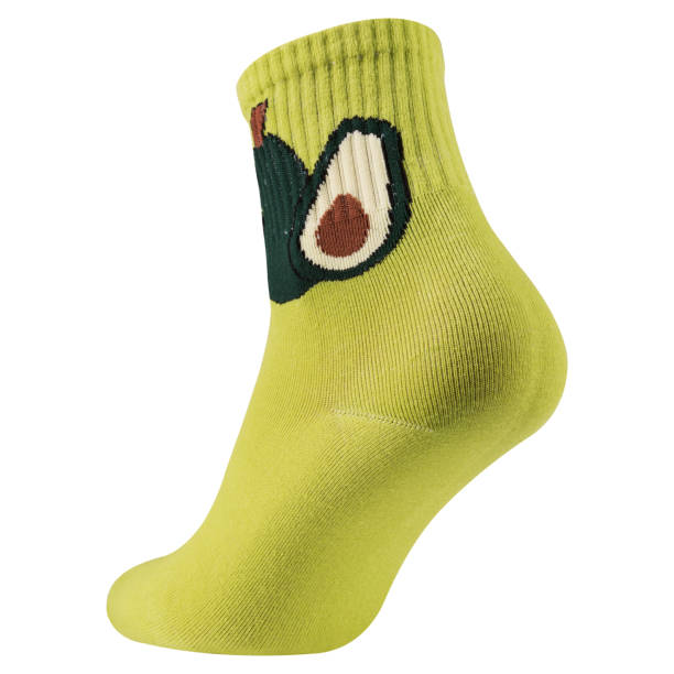 istock green voluminous sock with a pattern of avocado, on a white background, reverse side 1316961329