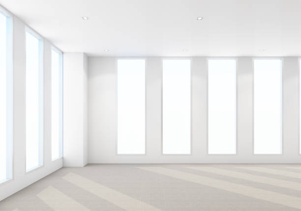 istock Working area in modern office with carpet floor and meeting room. interior 3d rendering 1316962365