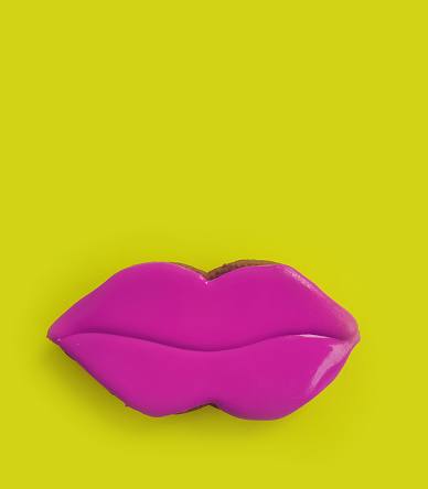 cookies lips on a colored background