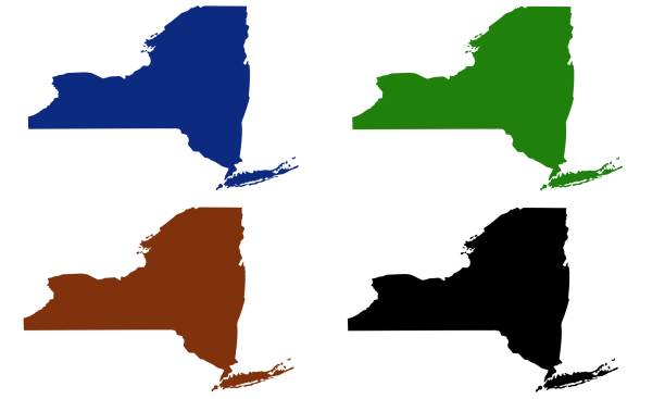 illustrations, cliparts, dessins animés et icônes de silhouette de la carte de new york aux états-unis - brooklyn sign new york city queens