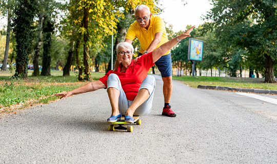 Senior Couple enjoying retirement.Sport, Recreation, Lifestyle, Love Concept