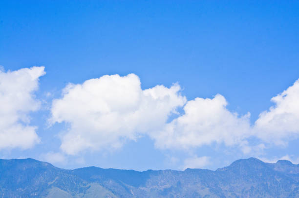 Mountains under the blue sky and white clouds.