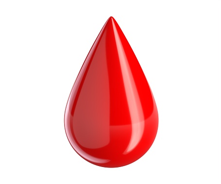 Ilustración renderizada en 3D de Gota de sangre aislada en blanco photo