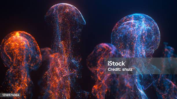 Abstract Colorful Particles Smoke On A Dark Background Stock Photo - Download Image Now