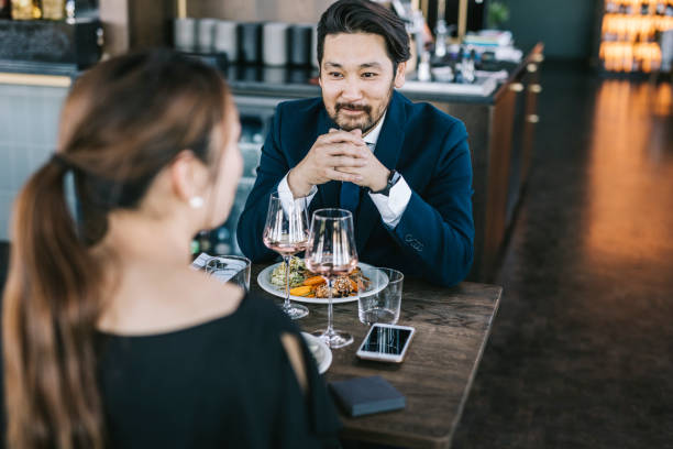 Japanese couple at restaurant