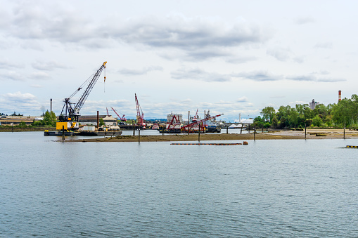 A floating crane on the Duwamish Waterway near Seattle, Washington.