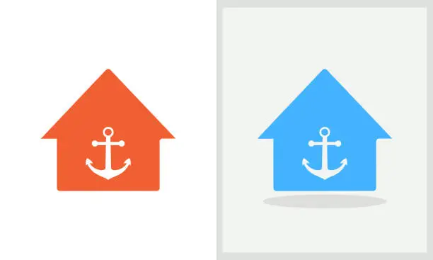 Vector illustration of Anchor House logo design. Home logo with Anchor concept vector. Anchor and Home logo design