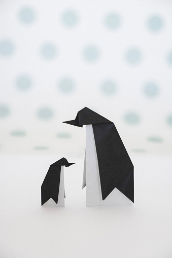 Origami penguin and baby penguin