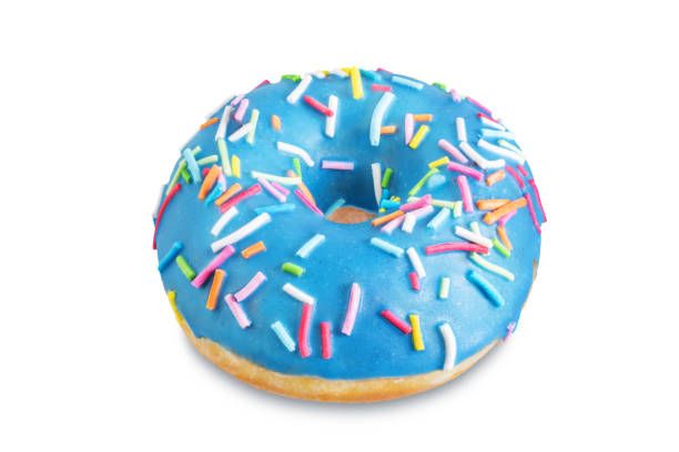 istock Blue donut with sprinkles on a white isolated background 1316979550