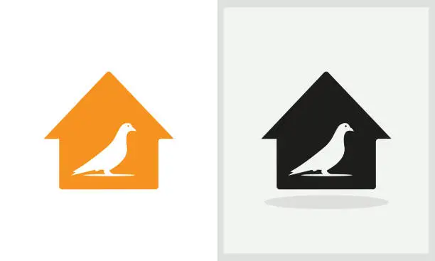 Vector illustration of Dove House logo design. Home logo with Dove concept vector. Dove and Home logo design