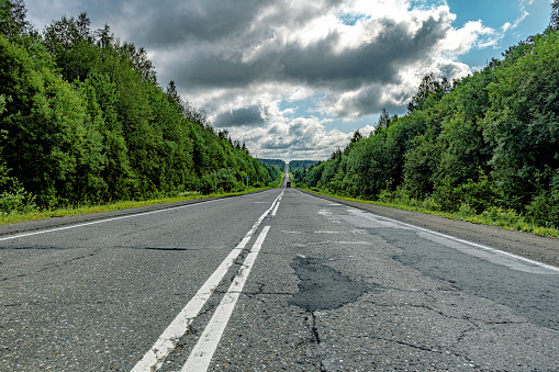 Road in The Urals, Perm Region in Russia
