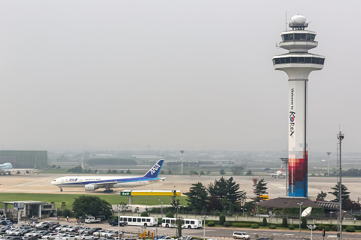 Seoul, South Korea - May 25, 2016: Seoul Gimpo International Airport Tower in South Korea.