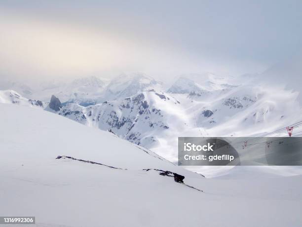 Fresh Tracks On The Snow Slopes In Lenzerheide Early In The Morning Stock Photo - Download Image Now