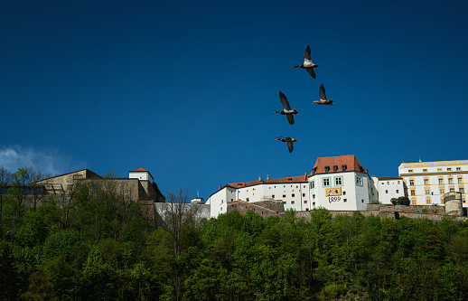 Passau, Bavaria, Germany. Veste Oberhaus is a fortress that was founded in 1219 and, for most of its time, served as the stronghold of the Bishop of Passau, Germany.