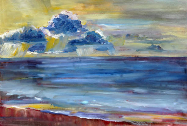 istock Oil painted sunny summer warm sea sunset 1317002963