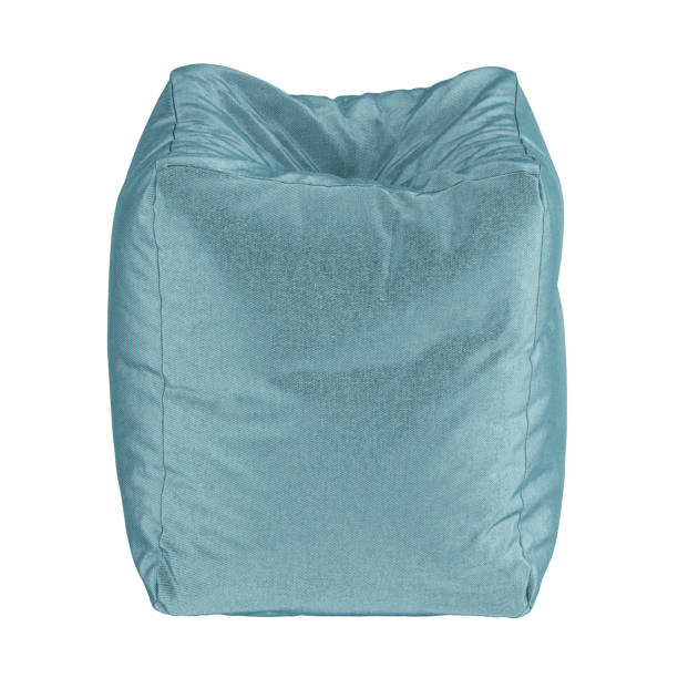 istock Soft fabric pouf of blue color on a white background. 3d rendering 1317003909