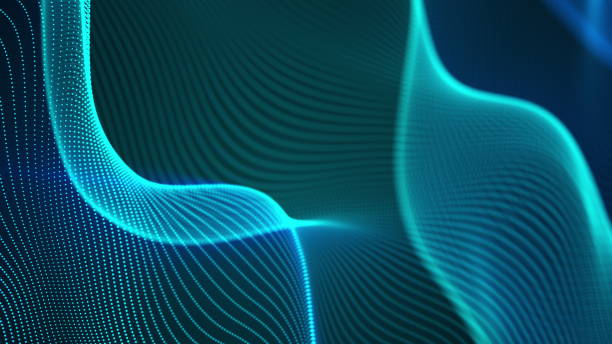 istock Computer generated a big data wave of particles. Color striped effect. 3D rendering of a futuristic neon glowing surface 1317005596