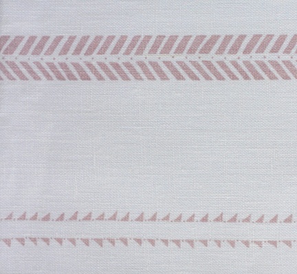 White linen cotton blend upholstery fabric texture with pink stripe