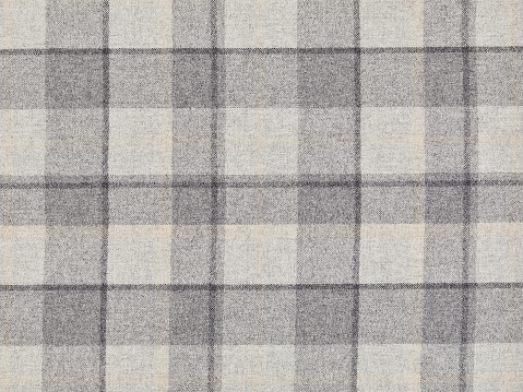 Woolen checkered curtains fabric texture in grey