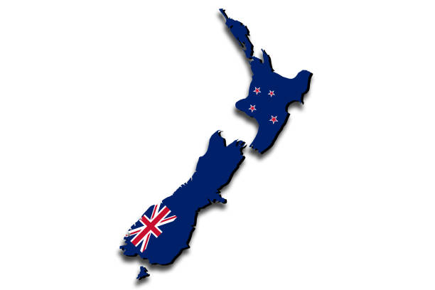 istock Outline map of New Zealand with the national flag 1317008021