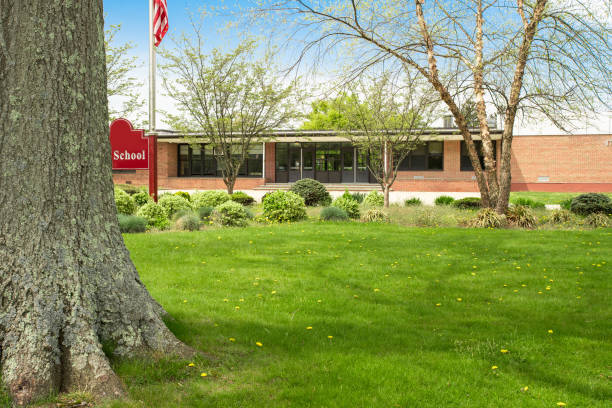 istock Exterior view of a typical American school building 1317008123