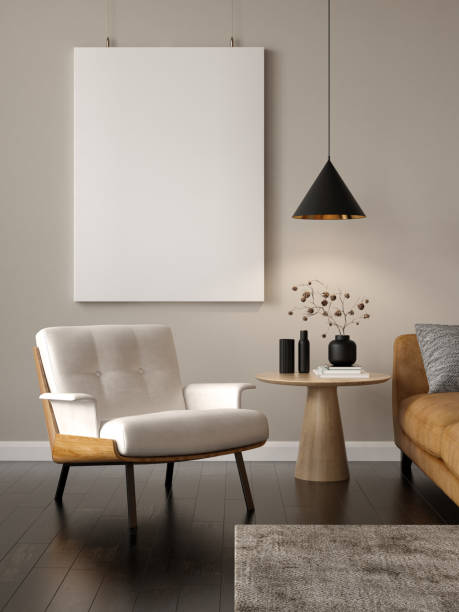 istock Minimalist Interior of modern living room 3D rendering 1317010418