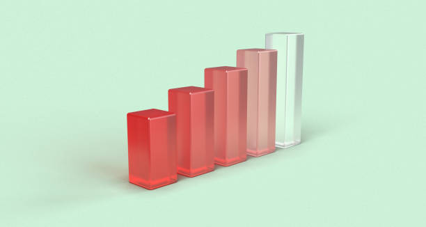 istock 3D rendered transparent and red statistic bars on a green background. Illustration of corporate efficiency, income improvement, or business diagrams. Visualization for infographics or analytics. 1317011068