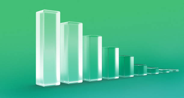 istock 3D rendered statistic bars on a green background. Illustration of decreasing forecasting, sale loss, or business diagrams. Visualization for infographics or analytics. 1317011076