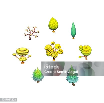 istock Tree Illustrations, Isometric Game Assets, Plant, Pine Tree 1317014224