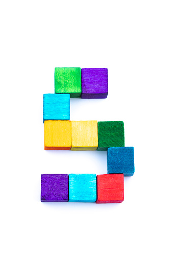letter S made of colorful blocks isolated on white background