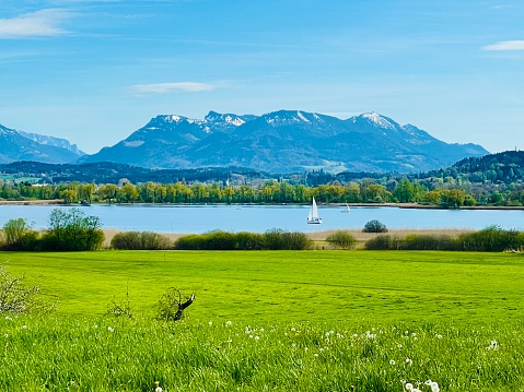 View of the Alps from Lake Chiemsee