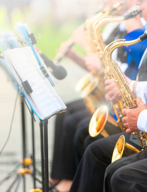 istock Selective focus. Musicians playing in outerwear on the street 1317025658