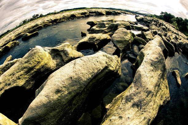 istock Rock formations band of Tama River (Tokyo Akishima) 1317027025