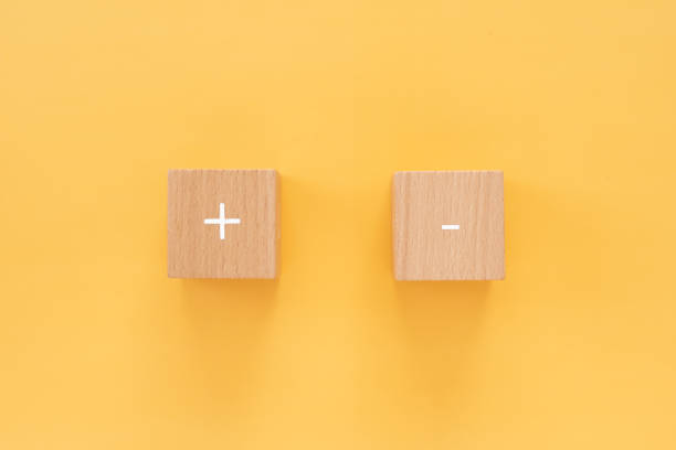 istock Plus and minus; Wooden blocks. 1317027894