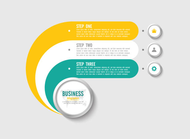 ilustrações, clipart, desenhos animados e ícones de modelo infográfico de negócios de apresentação com 3 passos - 3