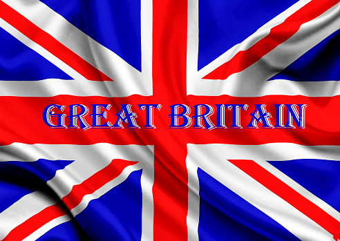 The Waving national flag of Great Britain. Close up